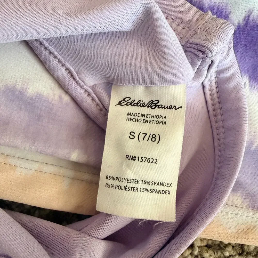 Eddie Bauer Girls 2 Piece Reversible Swimsuit Set Pastel Lilac Size Small (7/8)